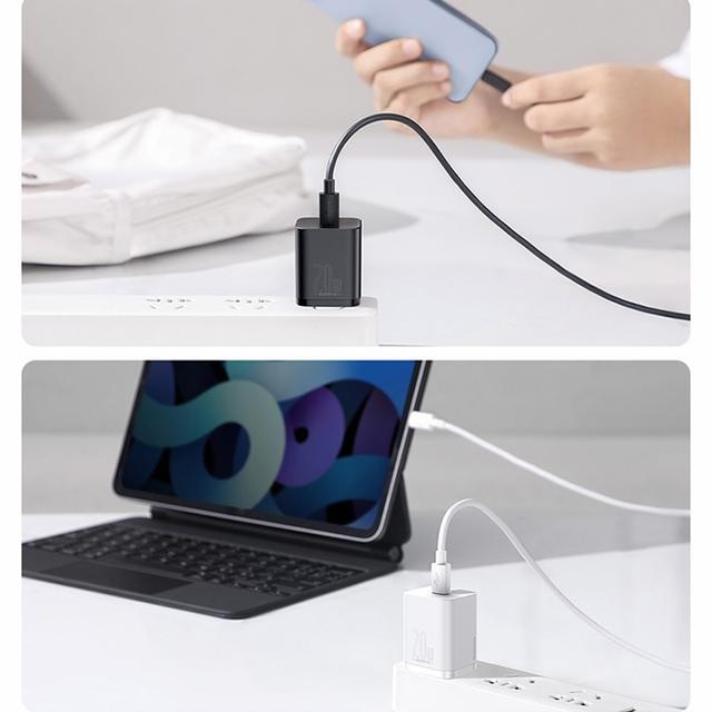 Bộ cốc cáp sạc nhanh Baseus 20W Si cho IP12, Củ sạc nhanh IP12 Baseus 20W Super Si Mini USB C hỗ trợ sạc nhanh QC3.0 PD - Hàng chính hãng