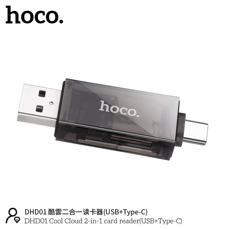 Đầu đọc thẻ nhớ đa năng TF SD 2 trong 1 tiện lợi 1 đầu USB, 1 đầu typec 480Mbps Hỗ trợ dung lượng 2TB - hàng chính hãng