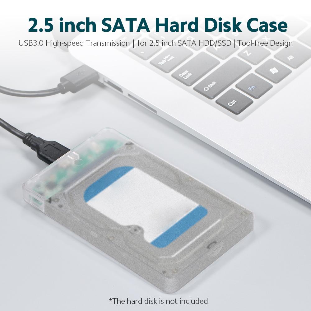 Hard Disk Case HDD/SSD Enclosure USB3.0 High-speed Transmission Easy Installation Suitable for 2.5 inch SATA HDD/SSD