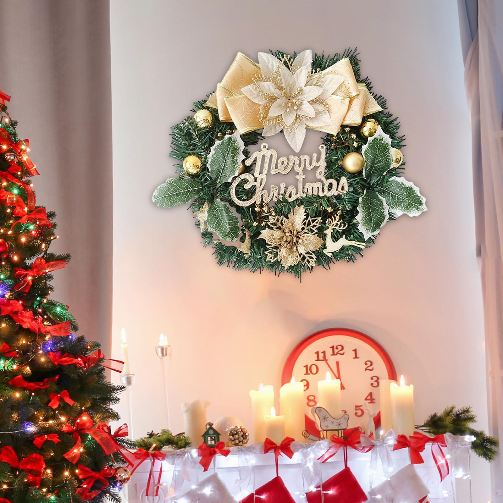 Faux Christmas Wreath Wreath for Front Door 30cm Holiday Garland Decoration Xmas Wreath for Wall Festival Living Room