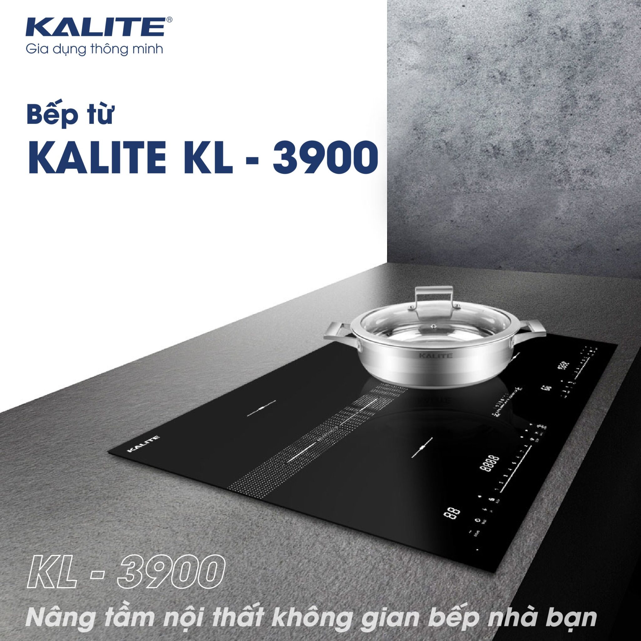 Bếp từ đôi Kalite KL 3900, công suất 4400W, mặt kính Schott Seran chuẩn Đức, công nghệ inverter tiết kiệm điện, thân làm bằng thép không gỉ, nhập khẩu Thái Lan, hàng chính hãng