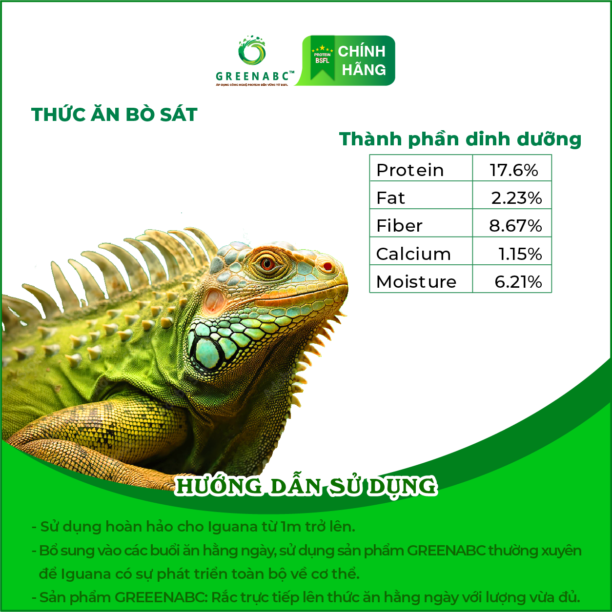 Thức ăn bò sát Iguana Trưởng Thành GREENABC vị bí đỏ dùng cho Rồng Nam Mỹ từ 1m trở lên giúp gai bung, gù cao, dáng đẹp, lên màu tươi – Hộp 230g