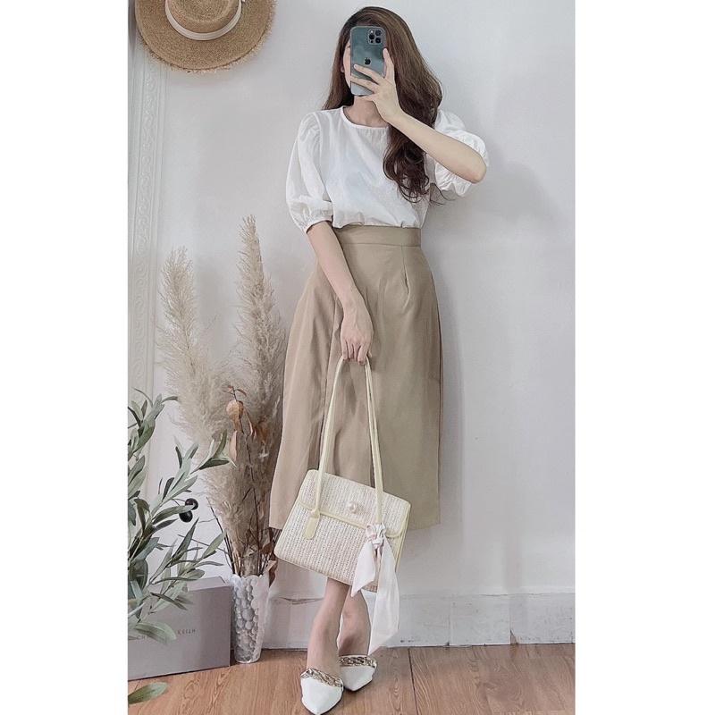 Chân Váy Dáng Dài Form Chữ A Khoá Kéo Sau
