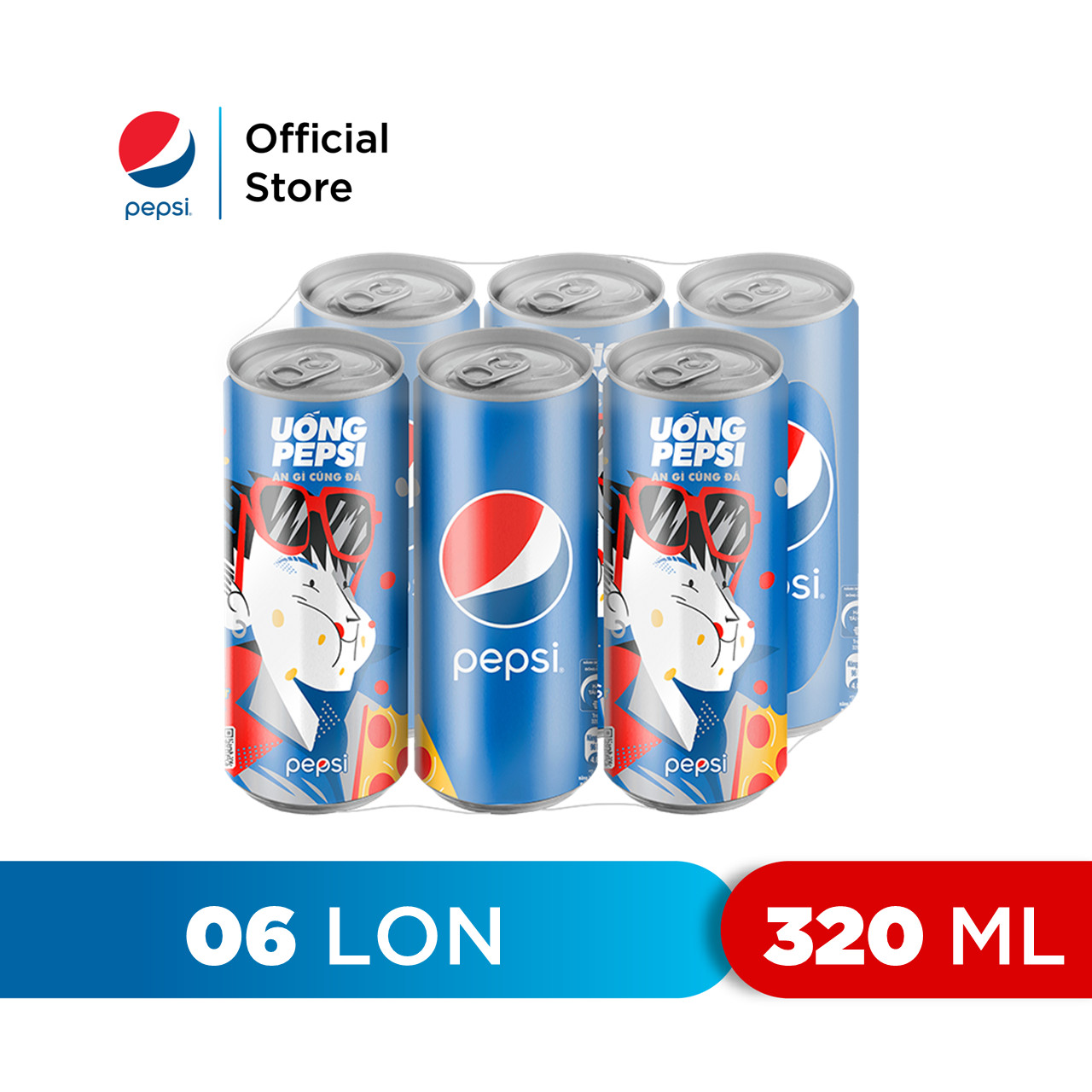 Lốc 6 Lon Nước Ngọt Có Gaz Pepsi