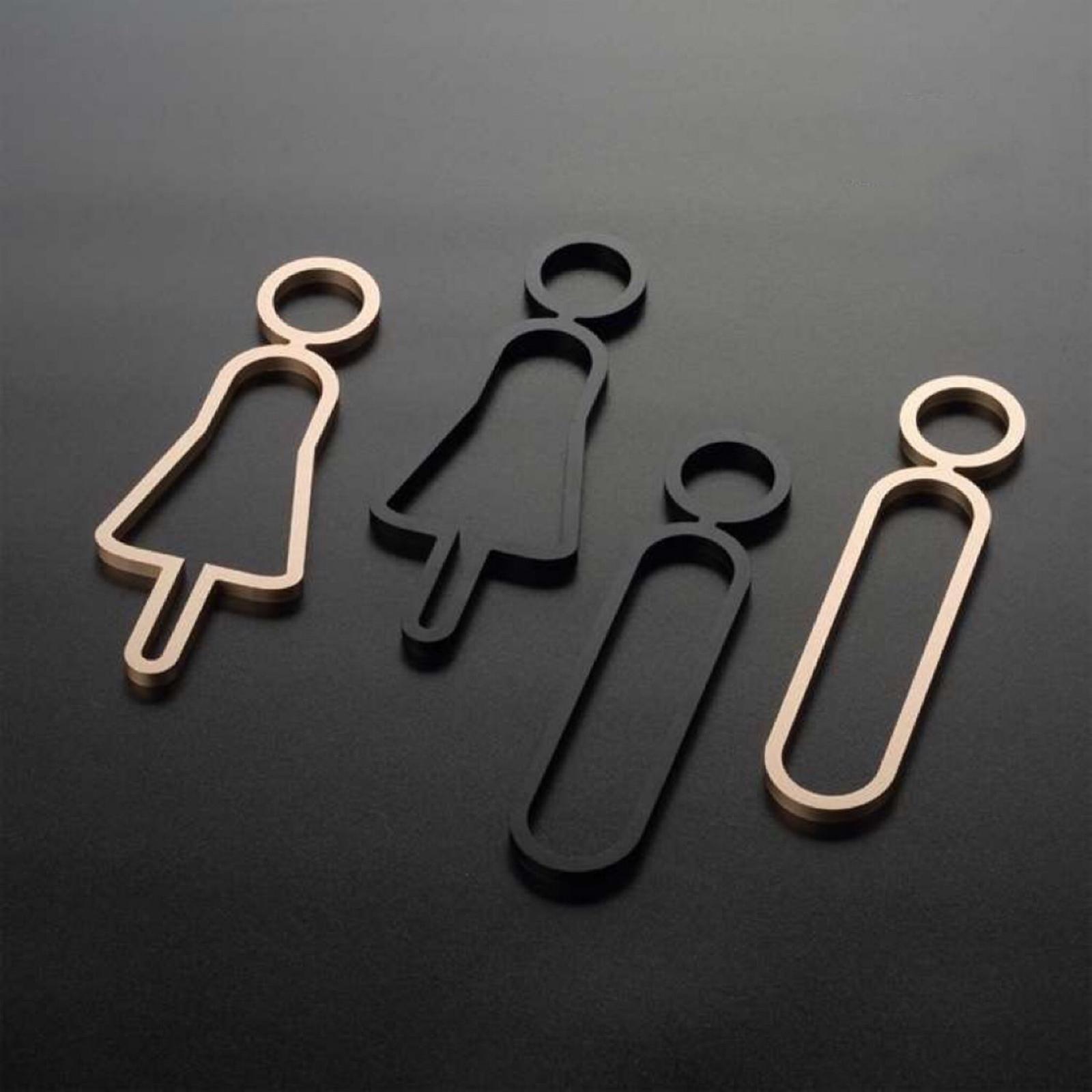 2x Toilet Signs Wall Door Signage Modern Decorations Acrylic Toilet Door Sign