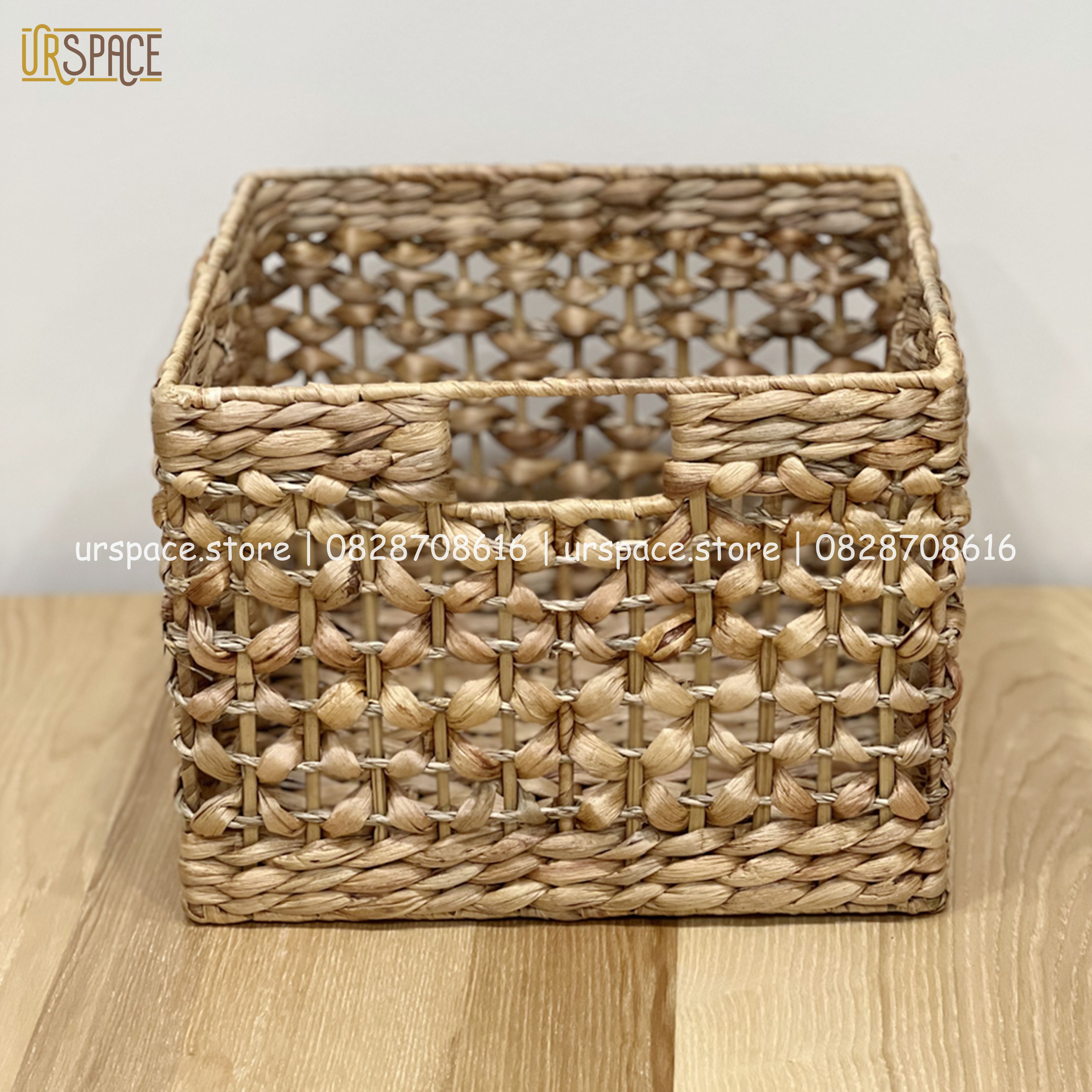 Sọt đựng đồ đa năng bằng lục bình sọt hình vuông handmade/ Hand-woven square cabinet basket for home decor