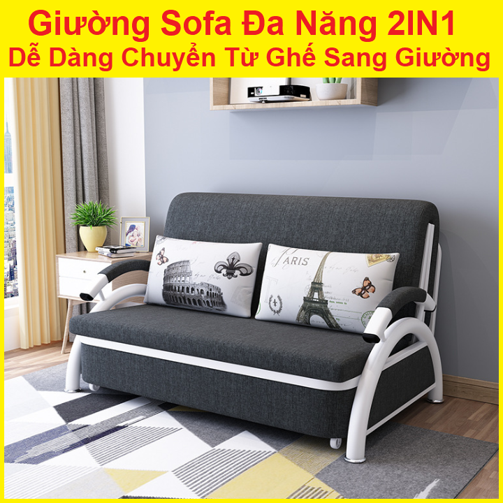 [ Tặng Kèm 2 Gối Trị Giá 300k ] Giường Sofa Cao Cấp , Giường Sofa Gấp Gọn, Giường Sofa Đa Năng Gấp Gọn Thành Ghế , Ghế Sofa Kéo Thành Giường , Ghế Sofa 2IN1 Cao Cấp 2021