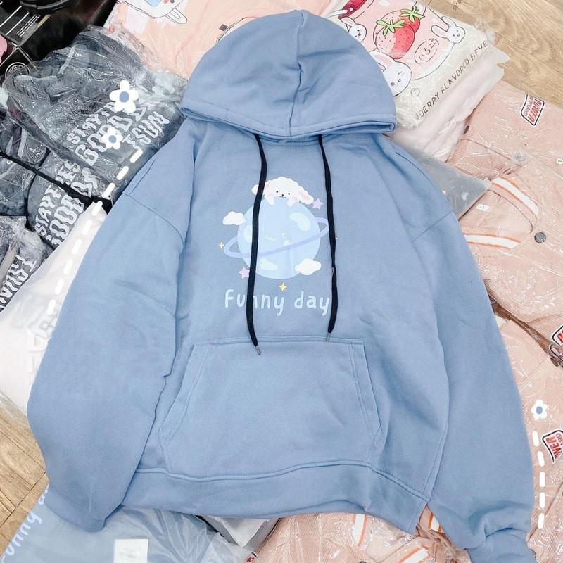 Áo Hoodie Chống Nắng THIFU FASHION In Hình Quả Cầu Funny day Nón 2 Lớp Chất Liệu Thun PE Cho Nam Và Nữ Dưới 70kg