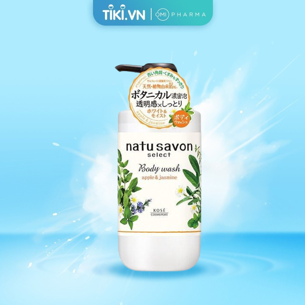 Sữa Tắm Tạo Bọt Dưỡng Trắng Và Làm Mềm Mịn Da Softymo Kosé Natu Savon Hương Hoa Nhài Và Táo Chai 500ml