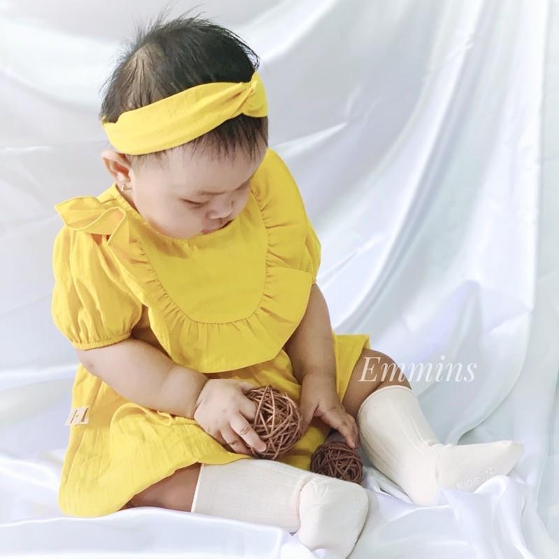 Áo liền quần,bodychip,Bodysuit,chụp đầy tháng thôi nôi, Emmins Romper Nắng Mai + Kèm Phụ kiện bé gái