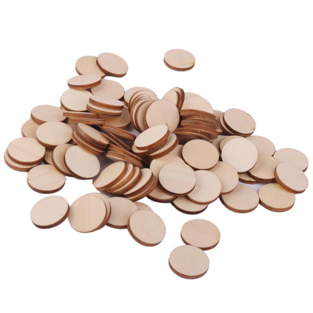 40Pieces Unfinished Wooden Round Discs Blank Plain Cutouts Wood Slices Circle Embellishments Scrapbooking DIY Craft Decoration Cards