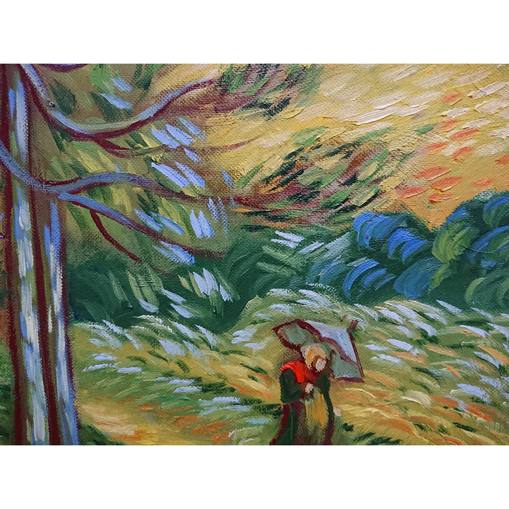 Hoàng Hôn Dưới Rừng Thông - Tranh Sơn Dầu Vẽ Tay 30x40cm