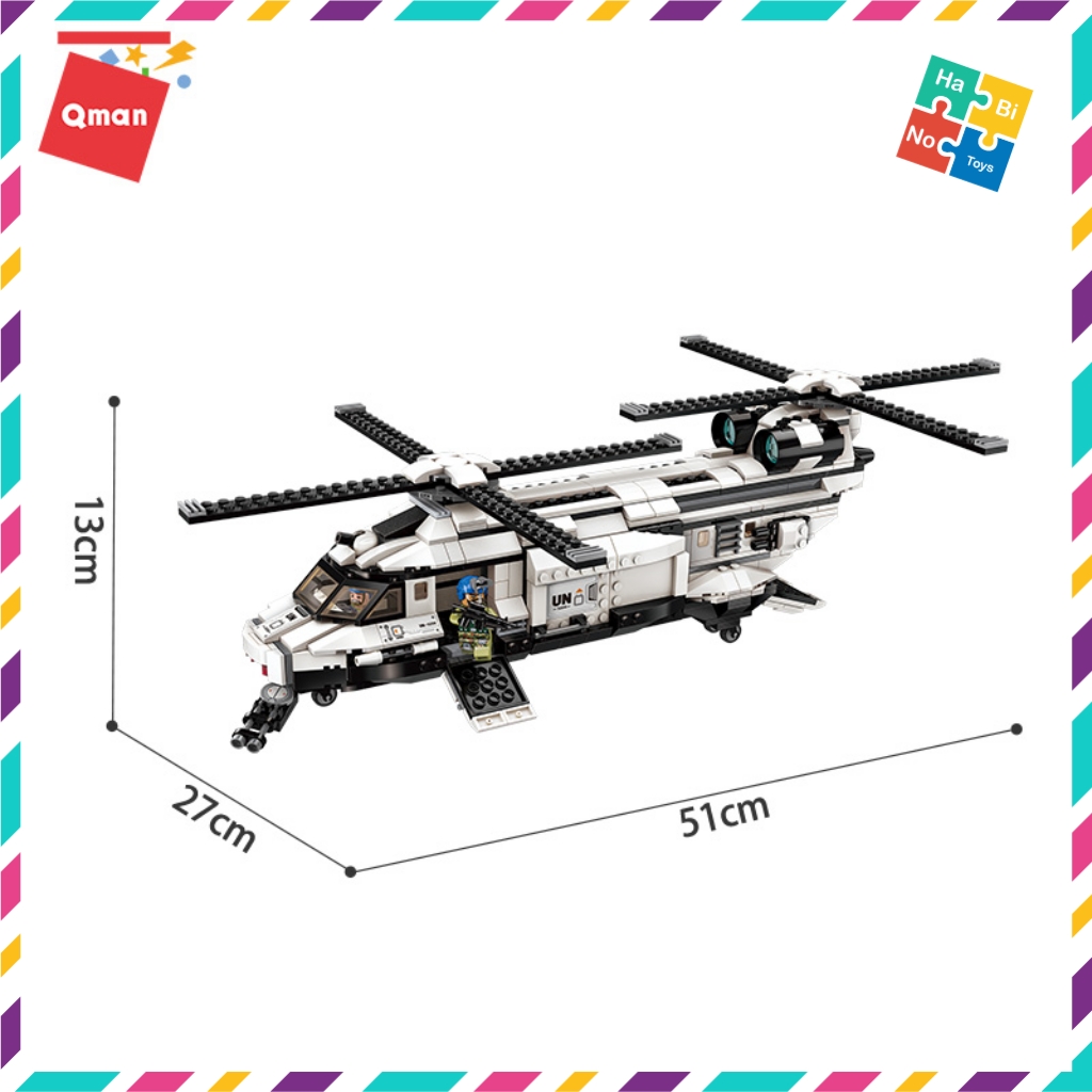 Bộ Đồ Chơi Xếp Hình Thông Minh Lego Quân Sự Qman 648 Mảnh Ghép Máy Bay Trực Thăng Quân Sự Phi Cơ Xạ Thủ 3208 Cho Trẻ Từ 6 Tuổi