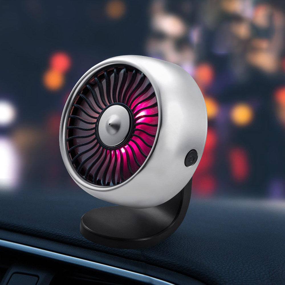 Car Fan Vehicle Air Circulation Cooling Fan Quiet Portable USB Electric Fan with 3 Speeds RGB Light for Car Truck SUV RV