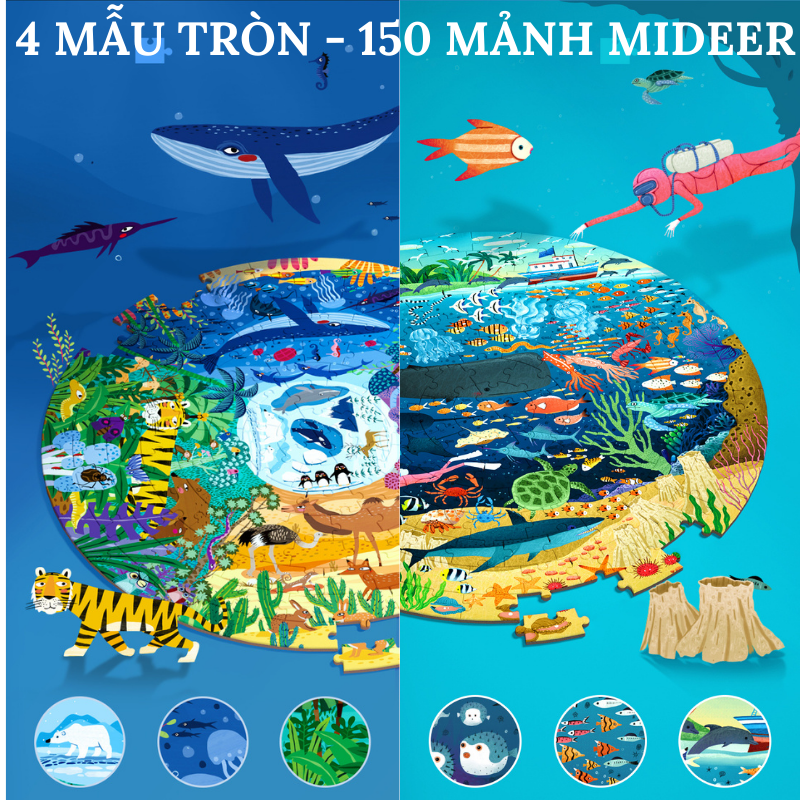 Bộ xếp hình Mideer 150 mảnh chủ đề Đại Dương - Dive into the Sea dành cho bé từ 5 tuổi