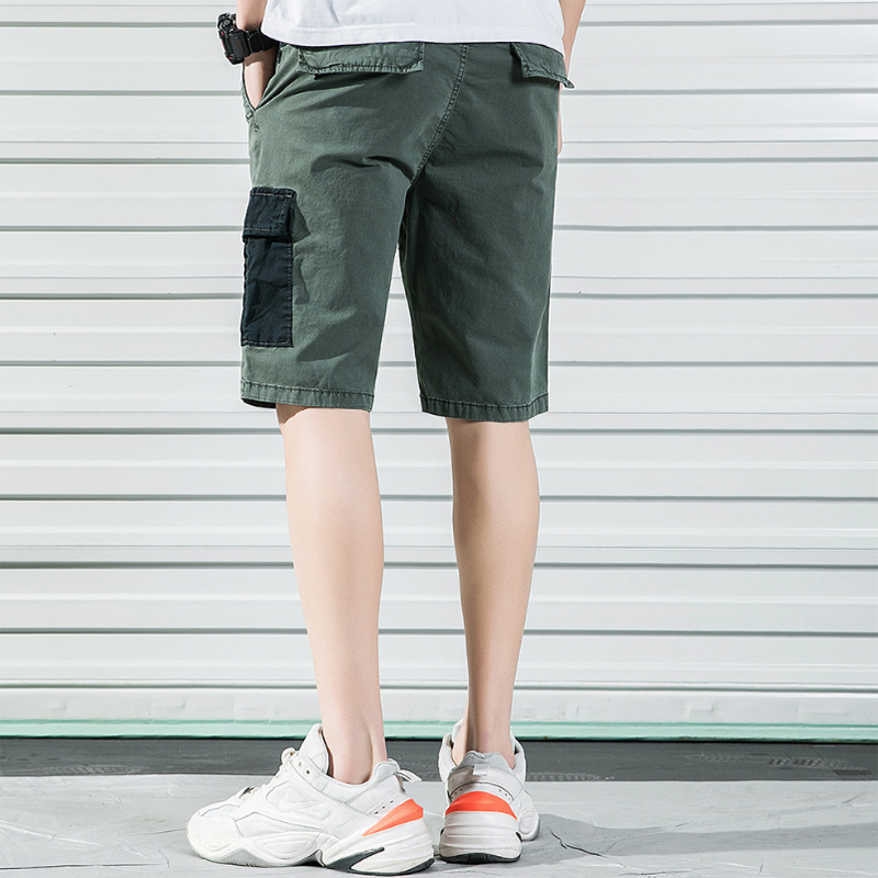 Men's Cotton Casual Shorts Summer Colorblock Beach Pants