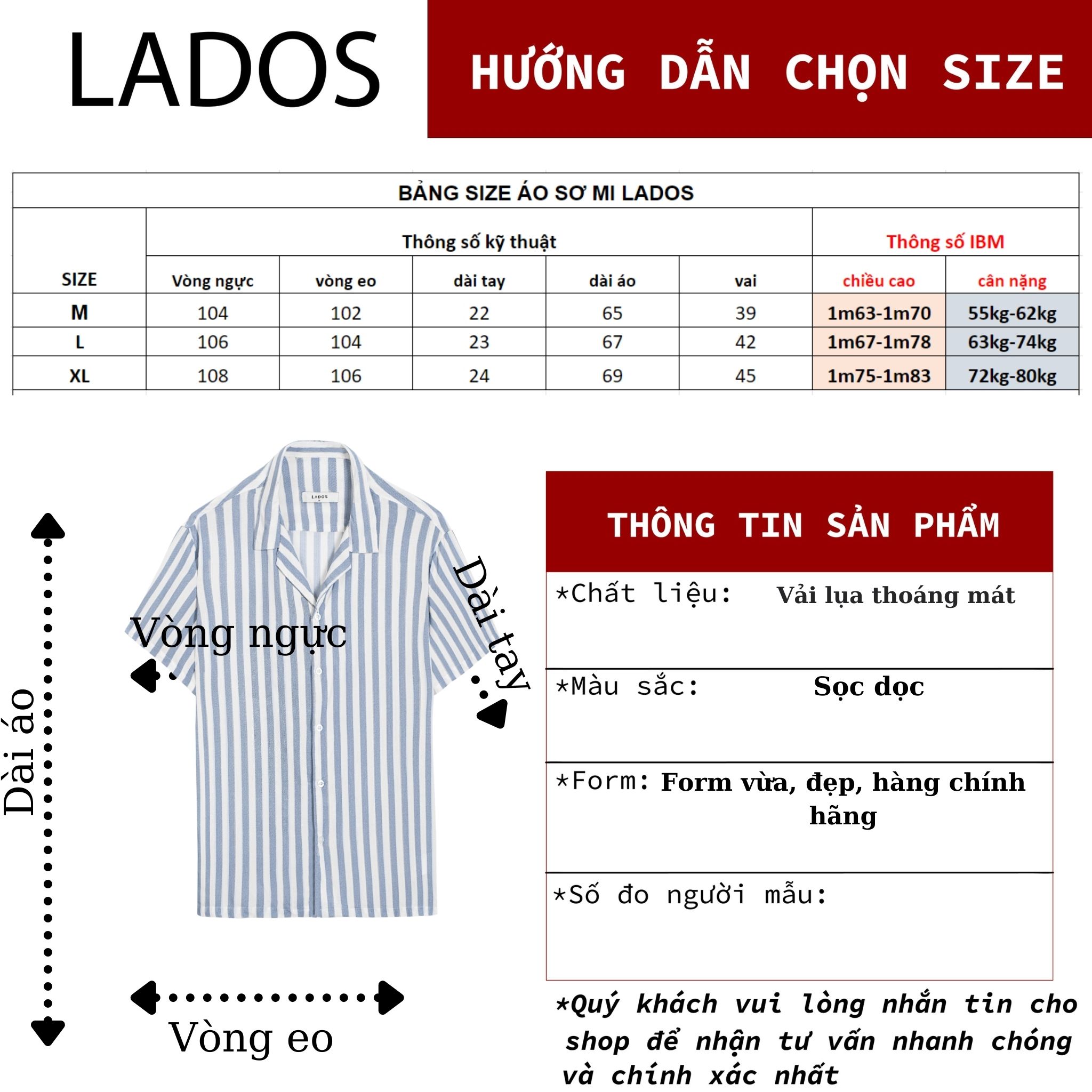 Áo sơ mi nam ngắn tay sọc dọc vải lụa form đẹp LADOS 8091 co giãn nhẹ, thấm hút, mát mẻ, phong cách Hàn