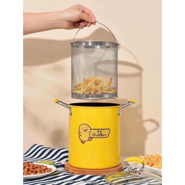 Nồi chiên ngập dầu mini vịt vàng 18cm (kèm rổ inox) - Nhà Mỵ SHop