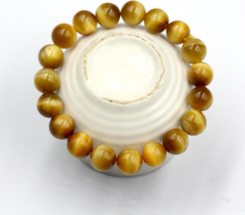 Vòng Tay Đá Mắt Hổ Vàng Tâm 10MM