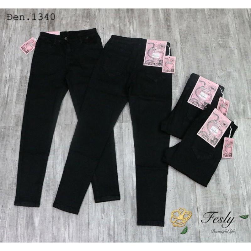 Quần Jean Nữ Baggy Đen Trơn Siêu Co Giãn Cạp Cao