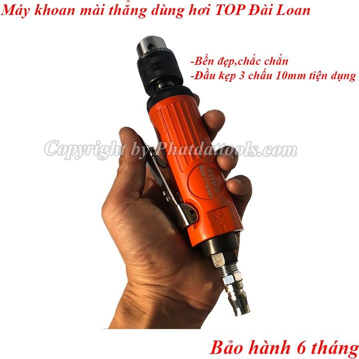 Máy khoan mài thằng dùng khí nén TOP-Made in Taiwan-Đầu kẹp 3 chấu 10mm tiện dụng
