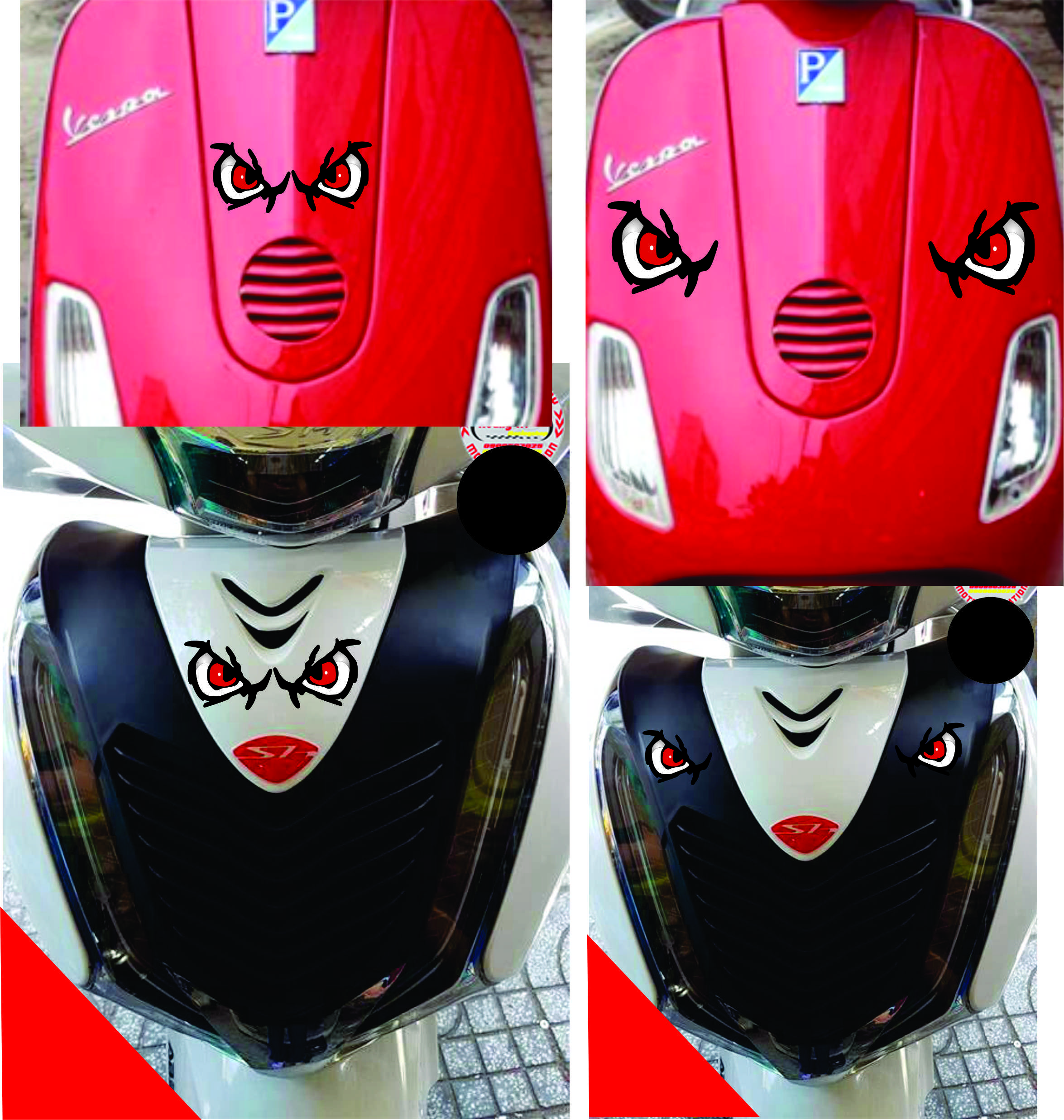 Decan đôi mắt trang trí xe máy, sticker đôi mắt kích thước nhỏ dán gương ô tô, xe máy, điện thoại, mũ bảo hiểm...