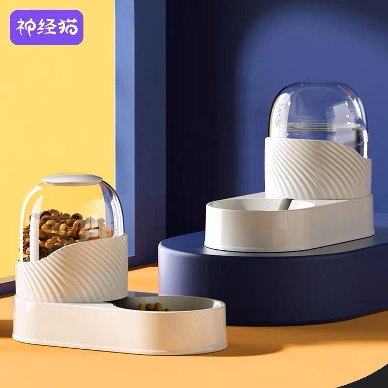 Bộ bát ăn, bình đựng nước cho chó mèo tự động chảy, đảm bảo nước luôn sạch sẽ và đầy đủ thức ăn