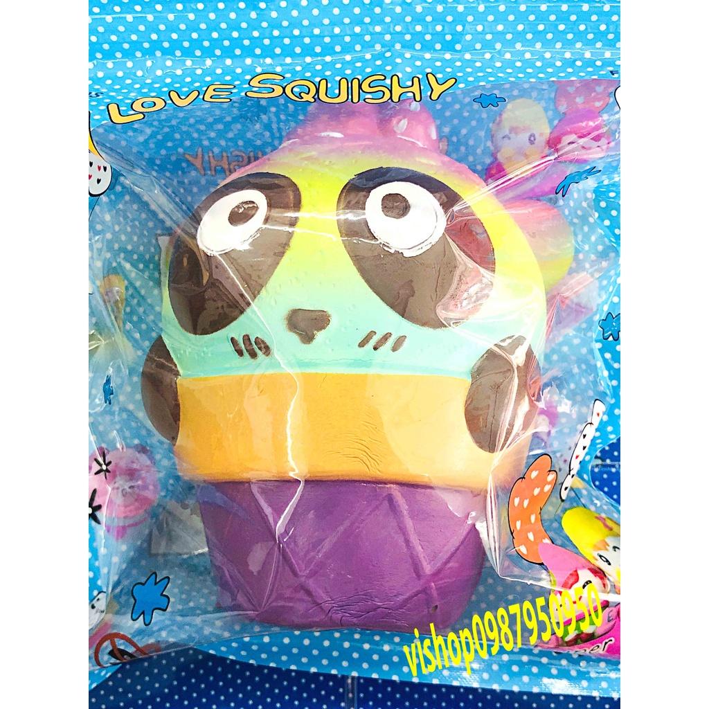 Squishy Lớn JUMBO Hình cốc kem gấu mắt to Đồ Chơi Xốp Giảm Stress Hình mềm mịn dễ Thương đàn hồi Cho Bé