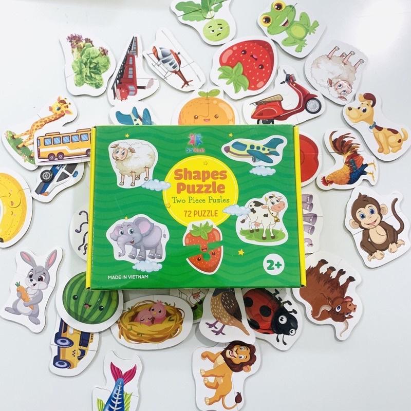 Bộ đồ chơi ghép hình tư duy 72 PUZZLE - Đồ chơi trí tuệ - Tư duy thông minh - Học chữ cái, chữ số