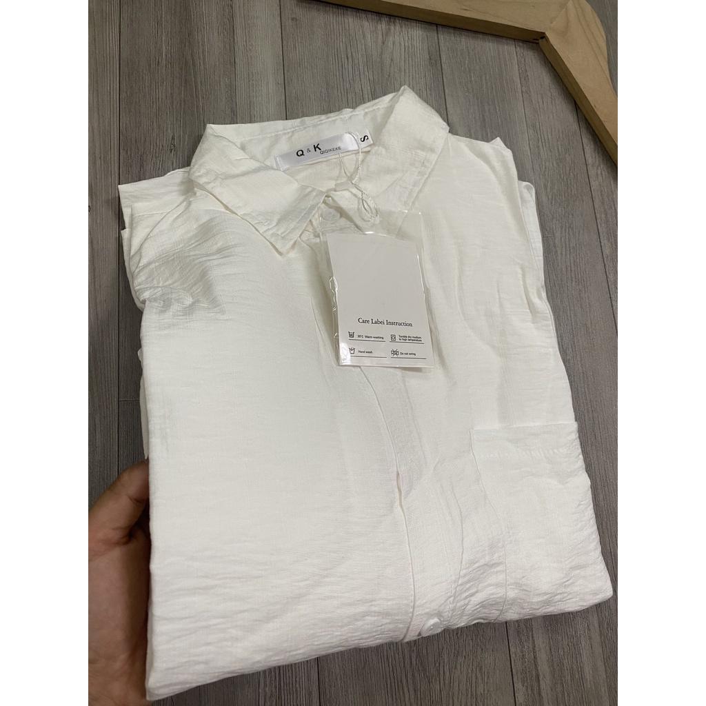 Set áo sơ mi quần ống rộng bộ đũi trắng MIX đồ đi chơi cực sang chất vải đũi mặc vừa nhẹ vừa mát-HASCOO DD