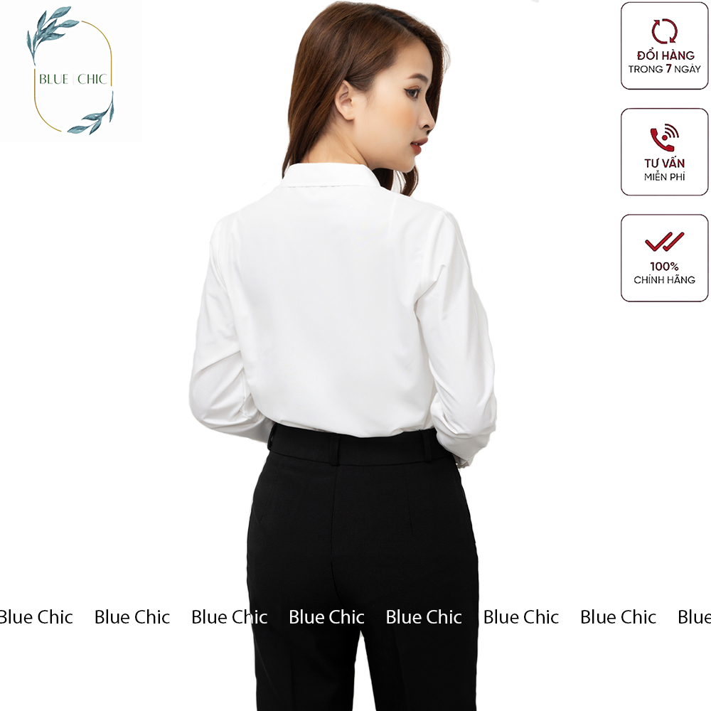 Áo sơ mi nữ Blue Chic dài tay form rộng kiểu sơmi màu trắng xanh đẹp thời trang công sở đi học