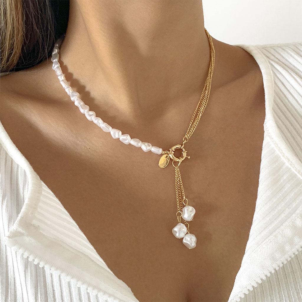 Baroque Irregular Pendant Necklace Jewelry Choker for Valentine Gift