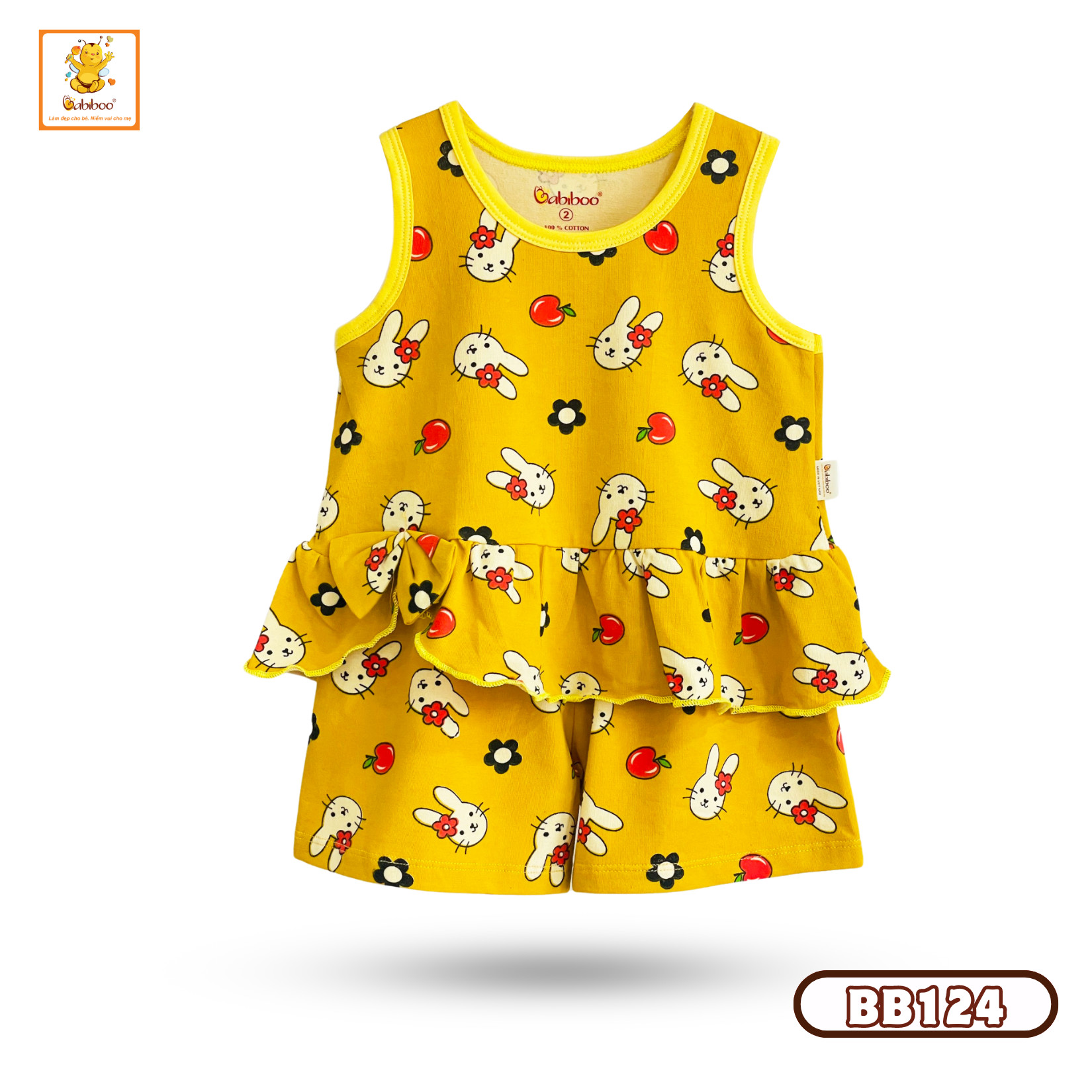 Đồ bộ bé gái Babiboo bộ cánh tiên sơ sinh cotton mềm mại, xinh xắn BB124