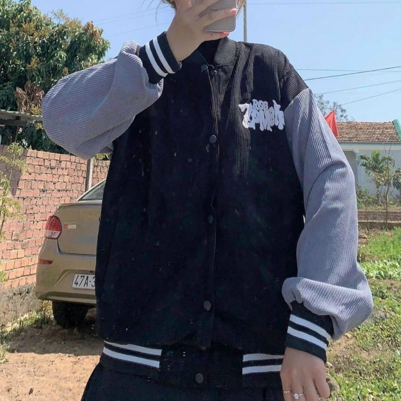 Áo bomber nữ nam unisex nhung khoác gió jacket cúc bấm form rộng local brand ulzzang phong cách hàn quốc đep ZOMBIE