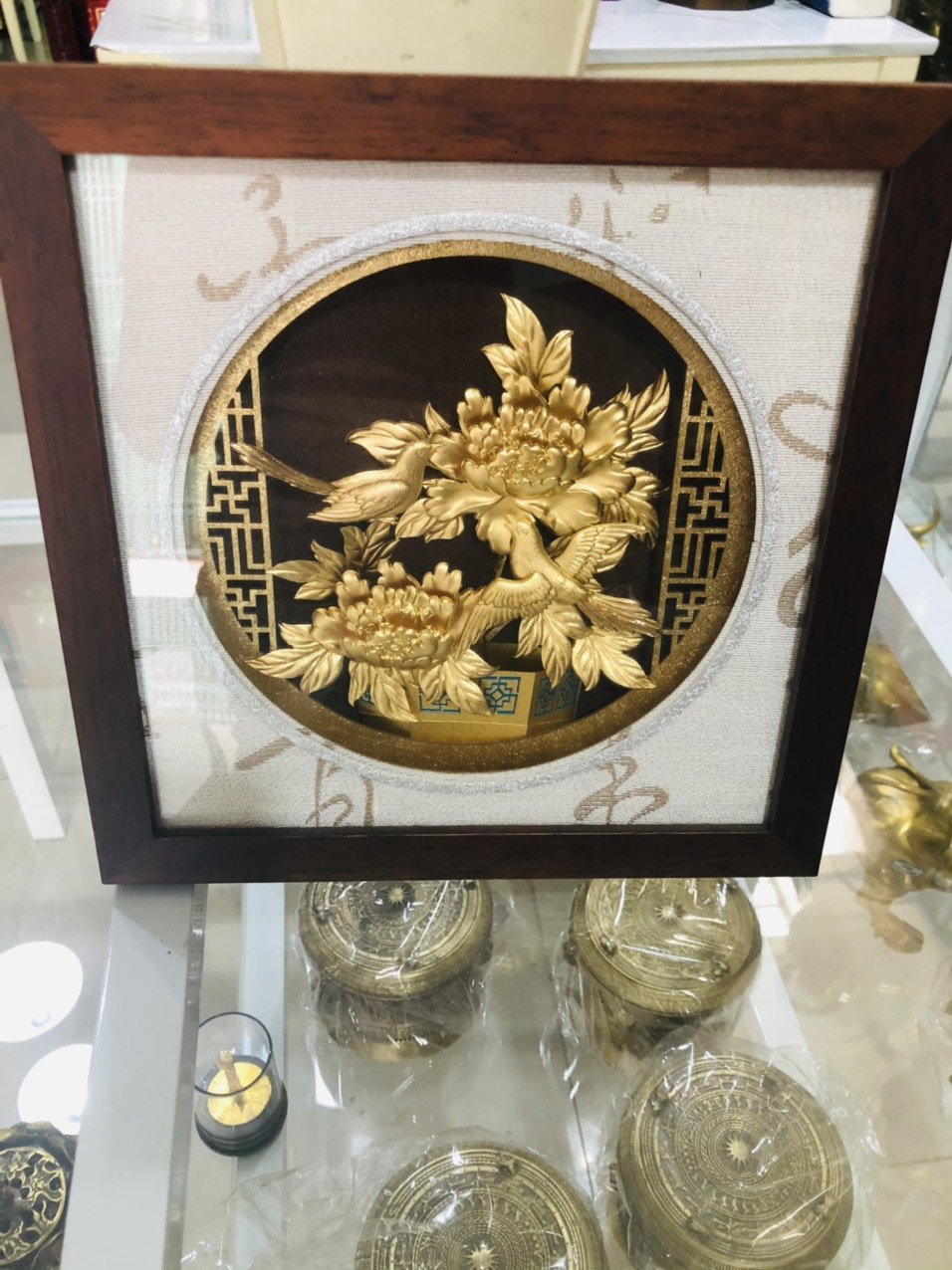 Tranh liên hoa mạ vàng 24k,tranh quà tặng cao cấp
