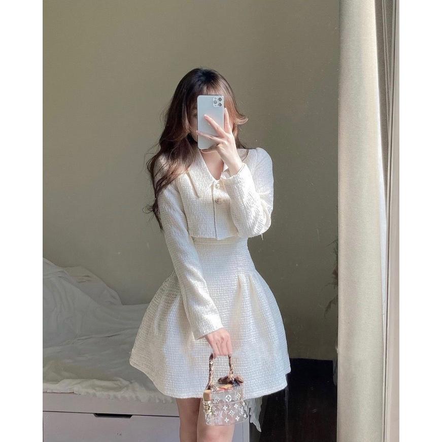 Sét Đầm 2 Dây Kèm Áo Khoác - D0500