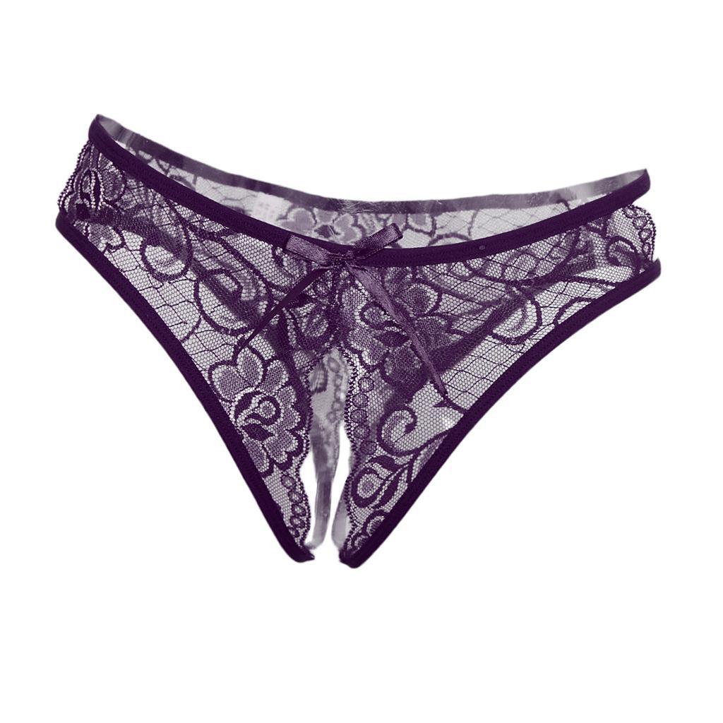 3-6pack Womens Sexy Floral Lace Thong Underwear Crotchless Panties Lingerie