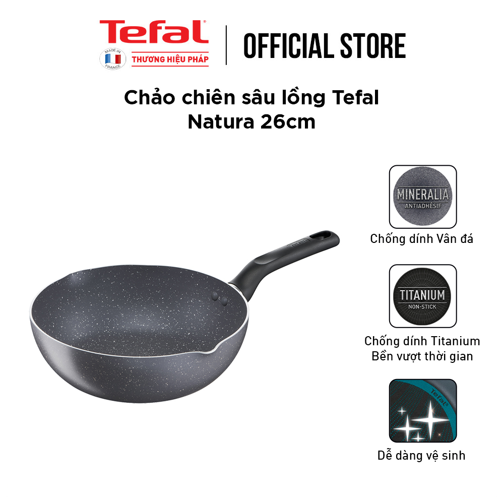 Combo Nồi chiên nướng và hấp 3 trong 1 Easy Fry &amp; Steam FW201815 &amp; Chảo chiên sâu lòng Tefal Natura B2266595 26cm - Hàng chính hãng