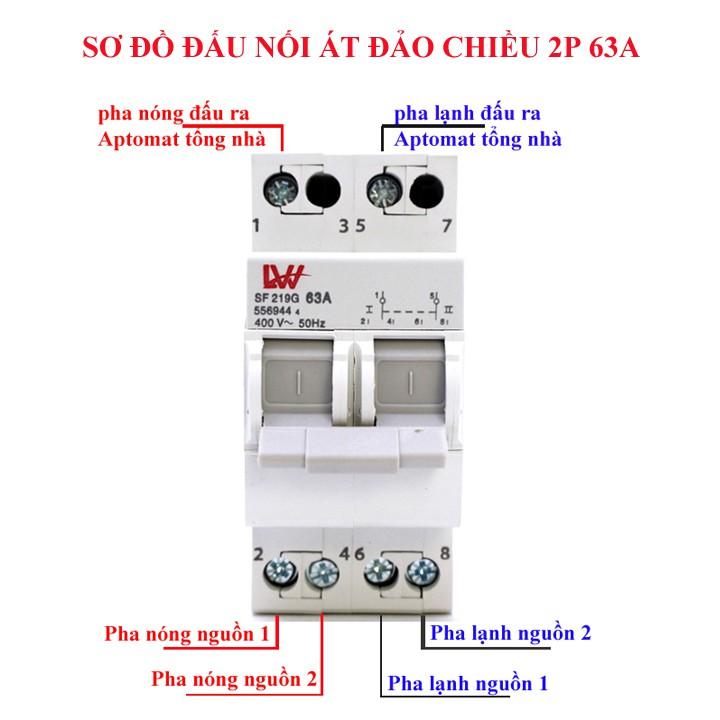 Át đảo chiều 63A LW dùng thay cầu dao đảo chiều- át chuyển nguồn LW- ats 2p 63A- dùng cho nhà có 2 nguồn điện