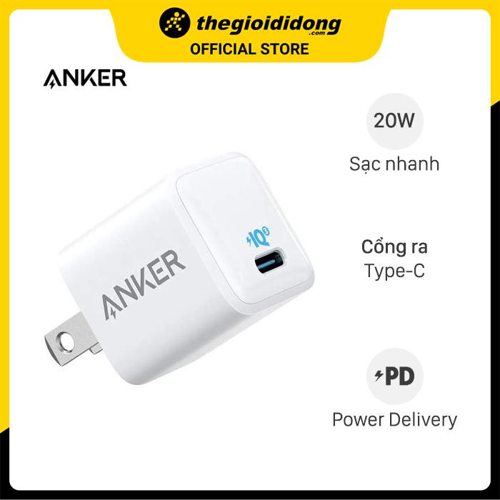 Hình ảnh Adapter Sạc Type C PD 20W Anker PowerPort III Nano A2633 Trắng - Hàng chính hãng