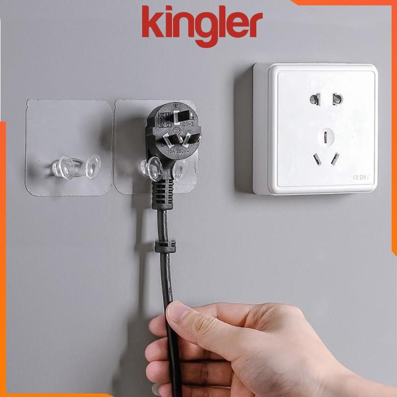 Móc Trong Suốt Treo Phích Điện, Móc Dán Tường Nhỏ Gọn, Gài Các Loại Phích Cắm Điện Gọn Gàng Trên Tường, Kingler 4000