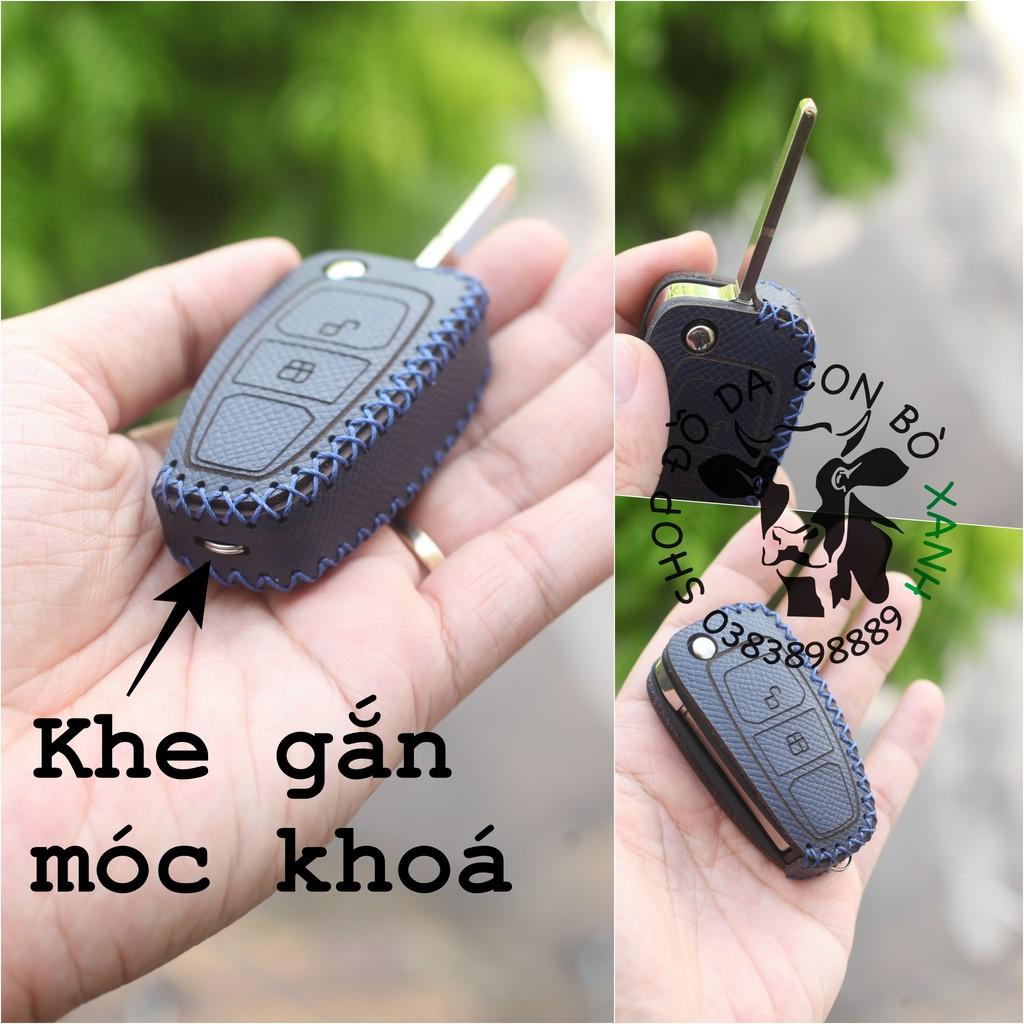 Bao da dành cho chìa khoá Ford Focus, Ecosport, Fiesta, Ranger chìa Gập handmade da thật 002