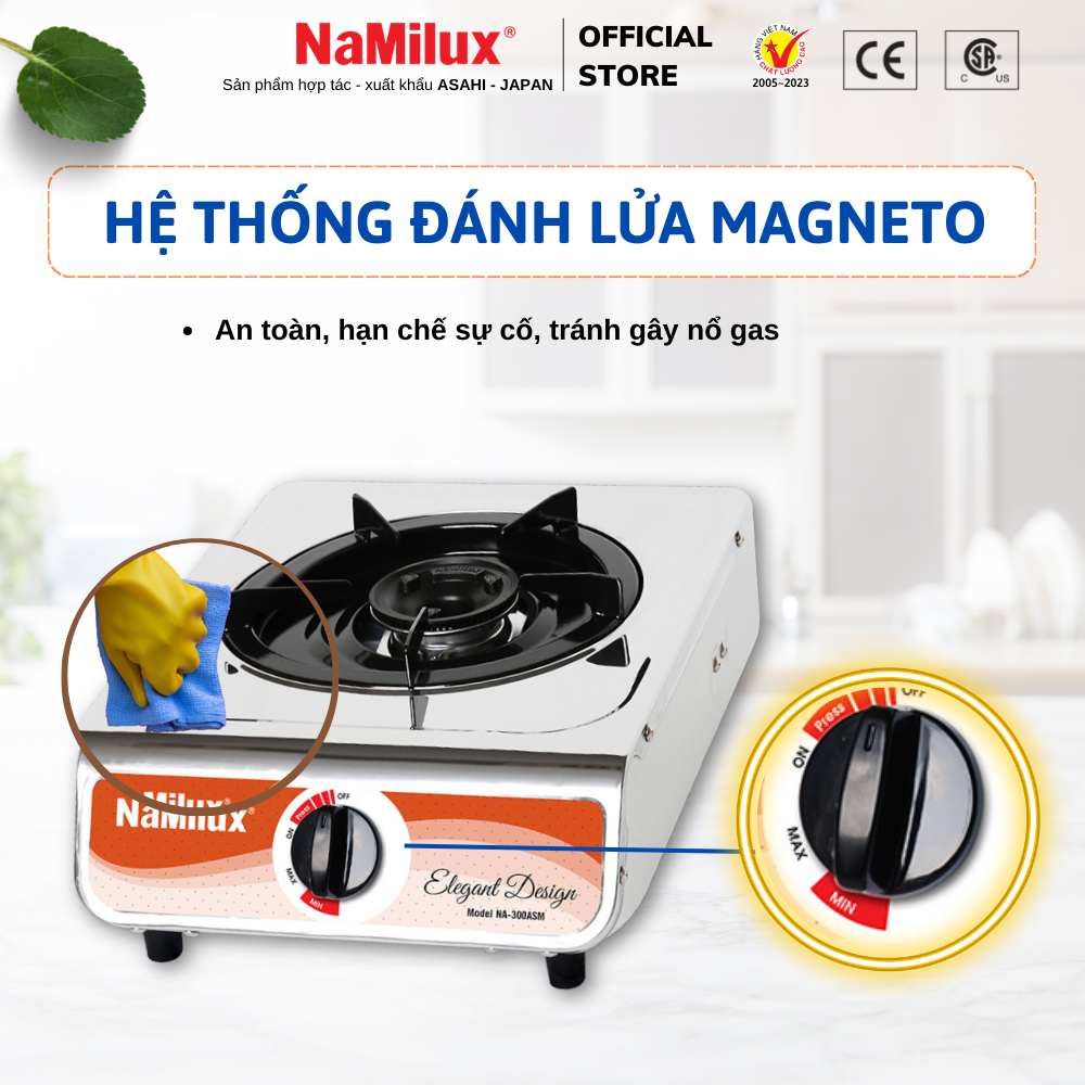 Bếp Gas Đơn NaMilux NH-260ASM - Bạc Inox - Hàng chính hãng