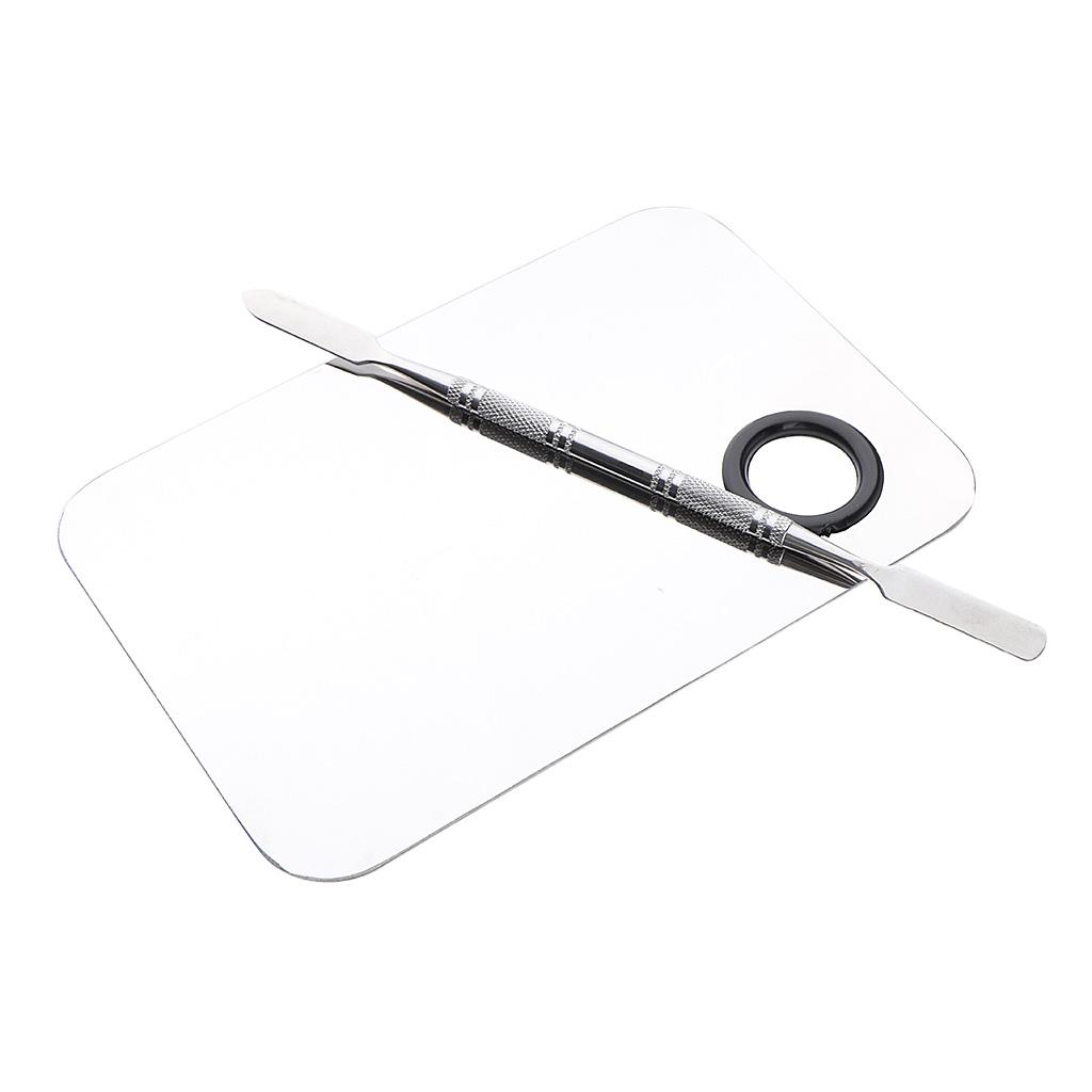 4 Makeup Cosmetic Nail Art Mixing Paint Palette Stainless Spatula Tray Tools