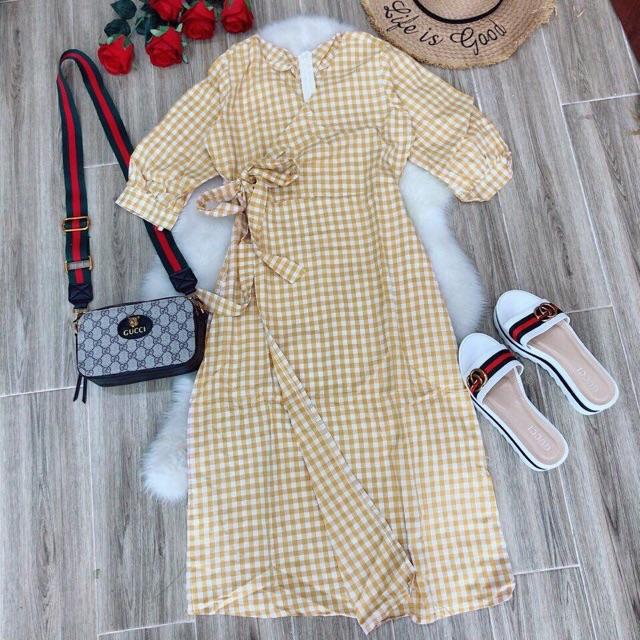 ĐẦM CARO THẮT EO NỮ TÍNH