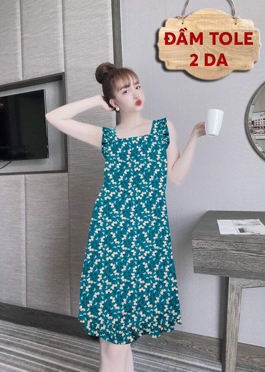 [40-70kg] Đầm Nữ Mặc Nhà Shop Khánh An, Đầm Tole (lanh) 2 Da Bigsize Kèm Quần Đùi Mặc Trong, Màu Số 12A