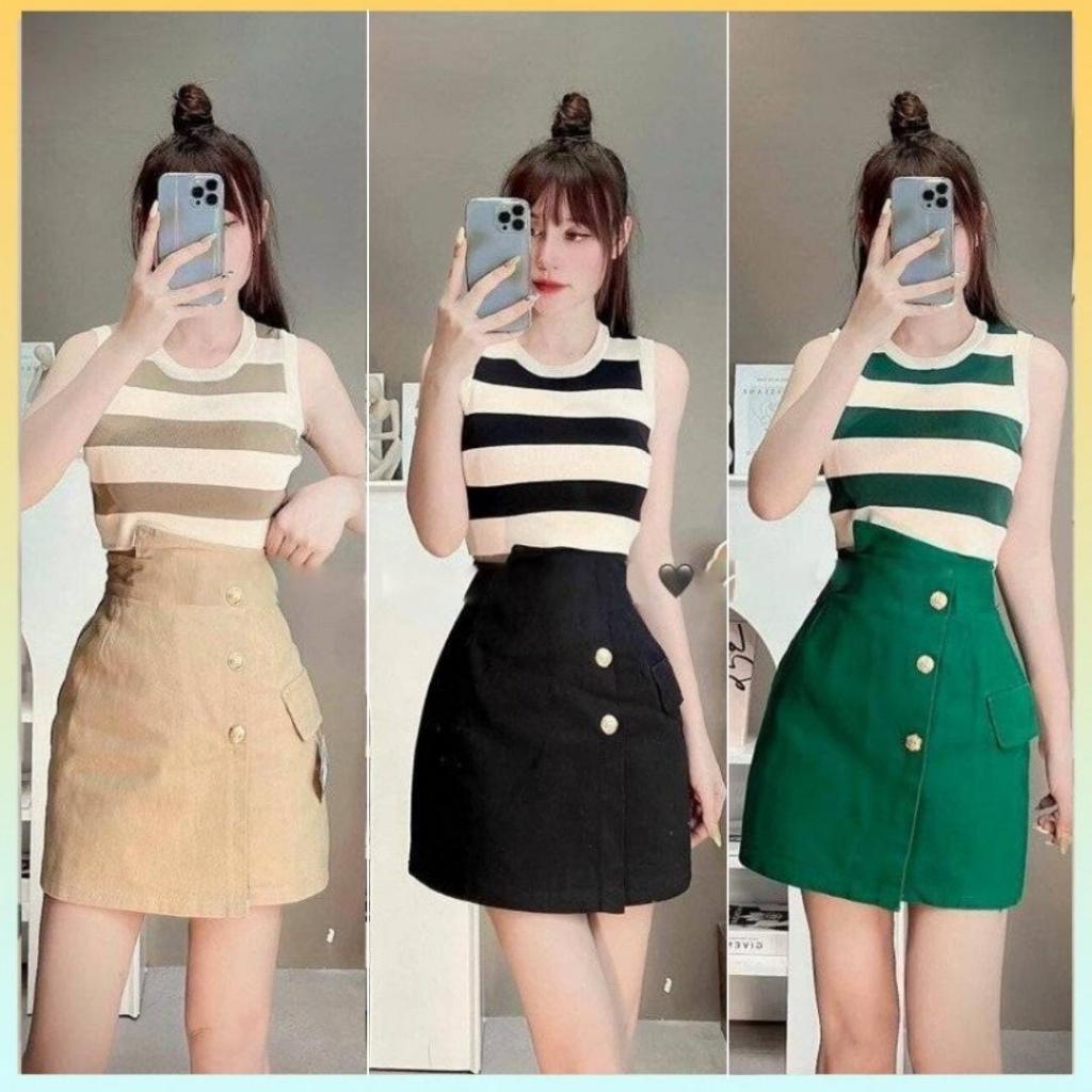 Áo len nữ Montoghi dệt kim Quảng Châu 3 LỖ kẻ sọc BẢN TO dáng lửng loại 1 siêu dễ thương