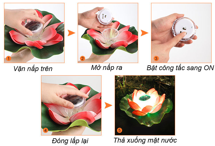 Đèn bông sen năng lượng mặt trời thả nước