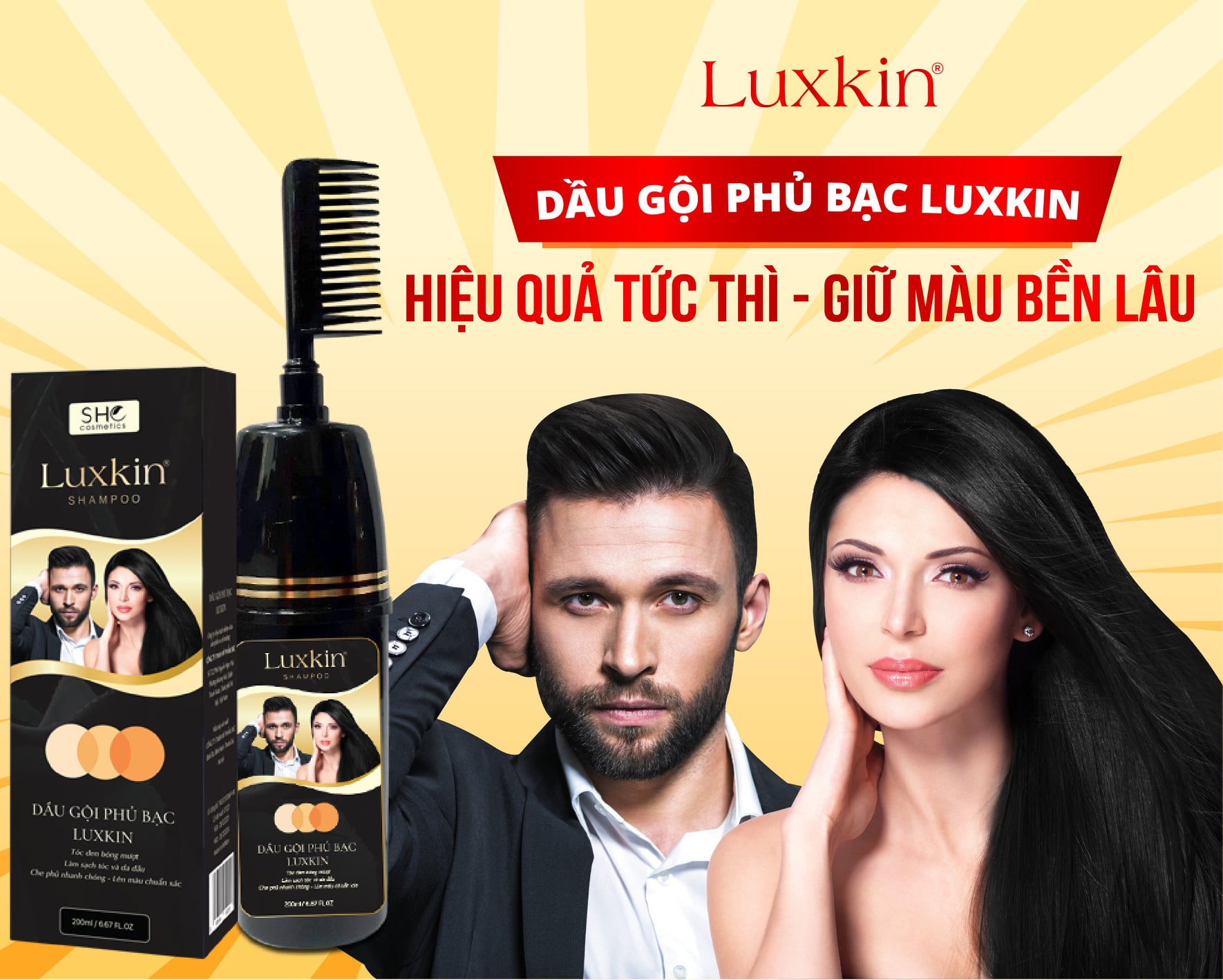 Dầu Gội Phủ Bạc Thảo Dược LUXKIN 200ml - Sản phẩm của đông dược bà Vân