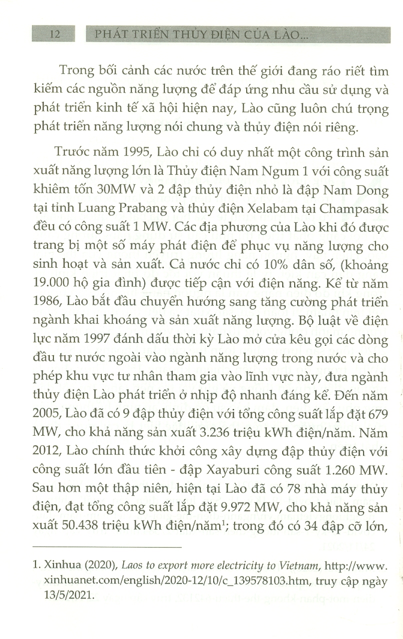 Phát Triển Thủy Điện Của Lào Và Tác Động Đến Việt Nam (Sách chuyển khảo)